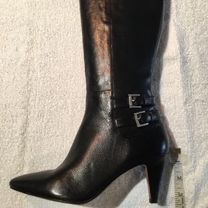 Nine West below knee black boots with side zipper